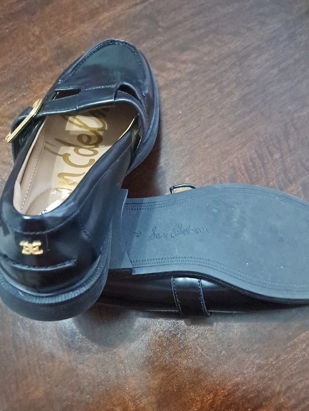 Sam Edelman Black Women's Buckle Loafers - Classic Slip-On Style New Size 7 1/2 - Picture 4 of 5